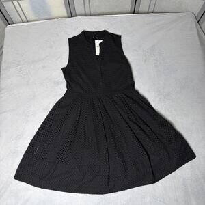NWT $119 Banana Republic Fit & Flare Black Eyelet Dress - Size 4